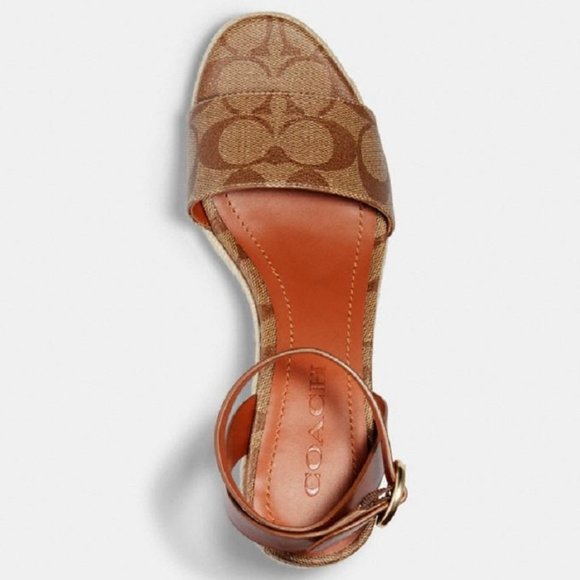 $89*NEW!! COACH Piper Espadrille Heel Khaki/Sa… - Picture 4 of 8